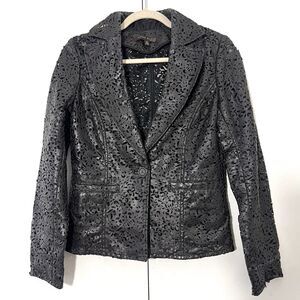 Vintage Anne Klein Genuine Leather Jacket Size XS Brown Cut Out Artsy Whimsigoth